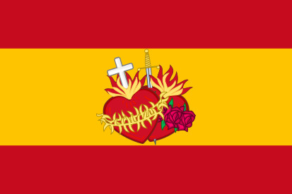 Bandiere Spagna con il Sacro Cuore di Gesù e Maria