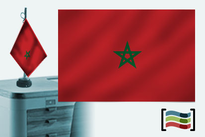 Lot de 12  22,9 x 15,2 cm du Maroc marocain Main agitant des drapeaux en bois 30 cm Pole Idéal pour les conférences de fête Bureau écran 