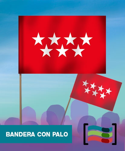 15 Banderas de mano con palo Comunidad de Madrid