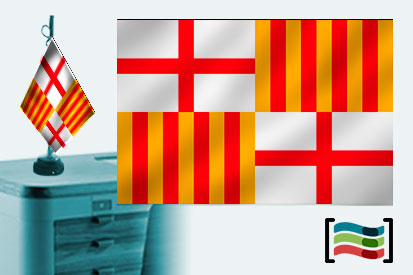 Bandera de Barcelona sobremesa bordada