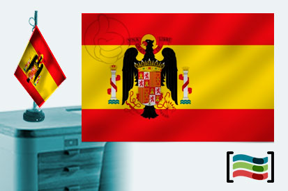 Bandera de España Preconstitucional sobremesa bordada