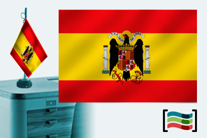 Bandera de España Preconstitucional del 1938 a 1945 sobremesa bordada