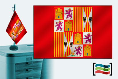 Bandera de Pendón heráldico Reyes Católicos sobremesa bordada
