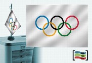 Abajur de mesa bordado de bandeira olímpica
